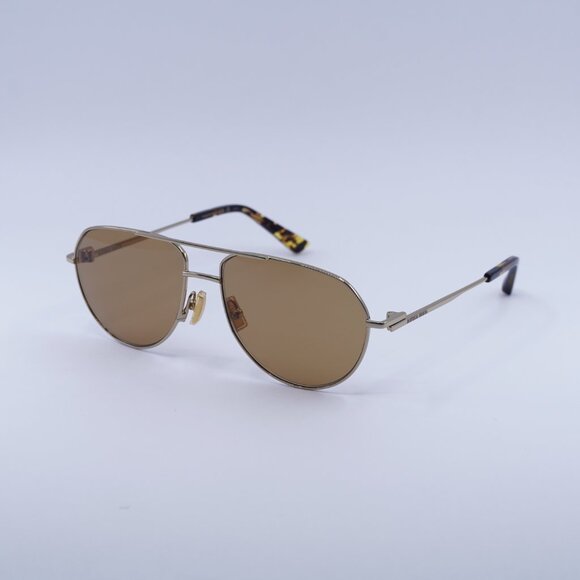 🕶️ New Bottega Veneta BV1302S 002 Sunglasses - Gold Frame, Brown Lenses - Picture 1 of 10